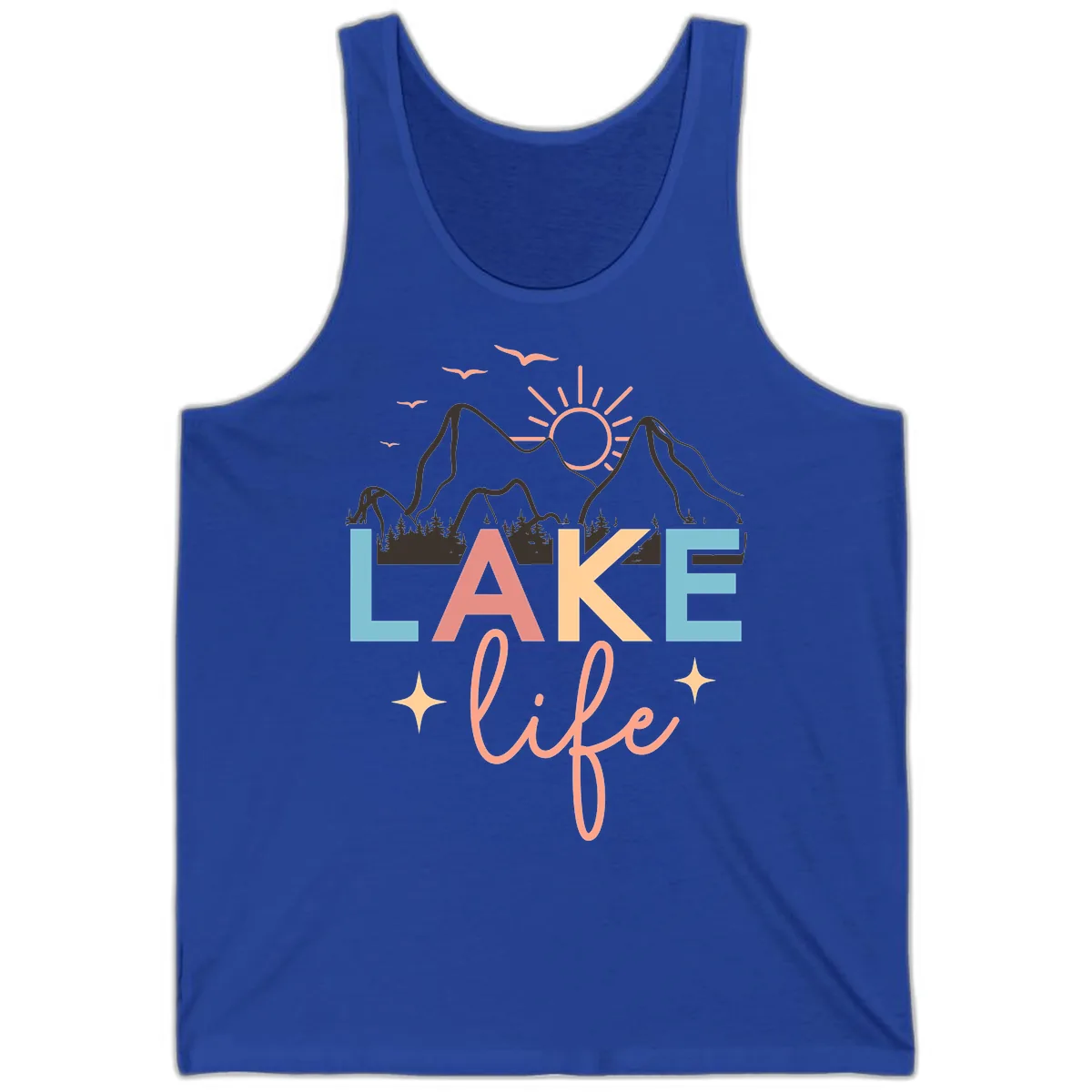 Mountain Lake Life Typography Tank in True Royal